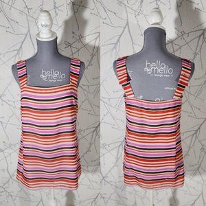 Cabi Orange Striped Square Neck Tank
